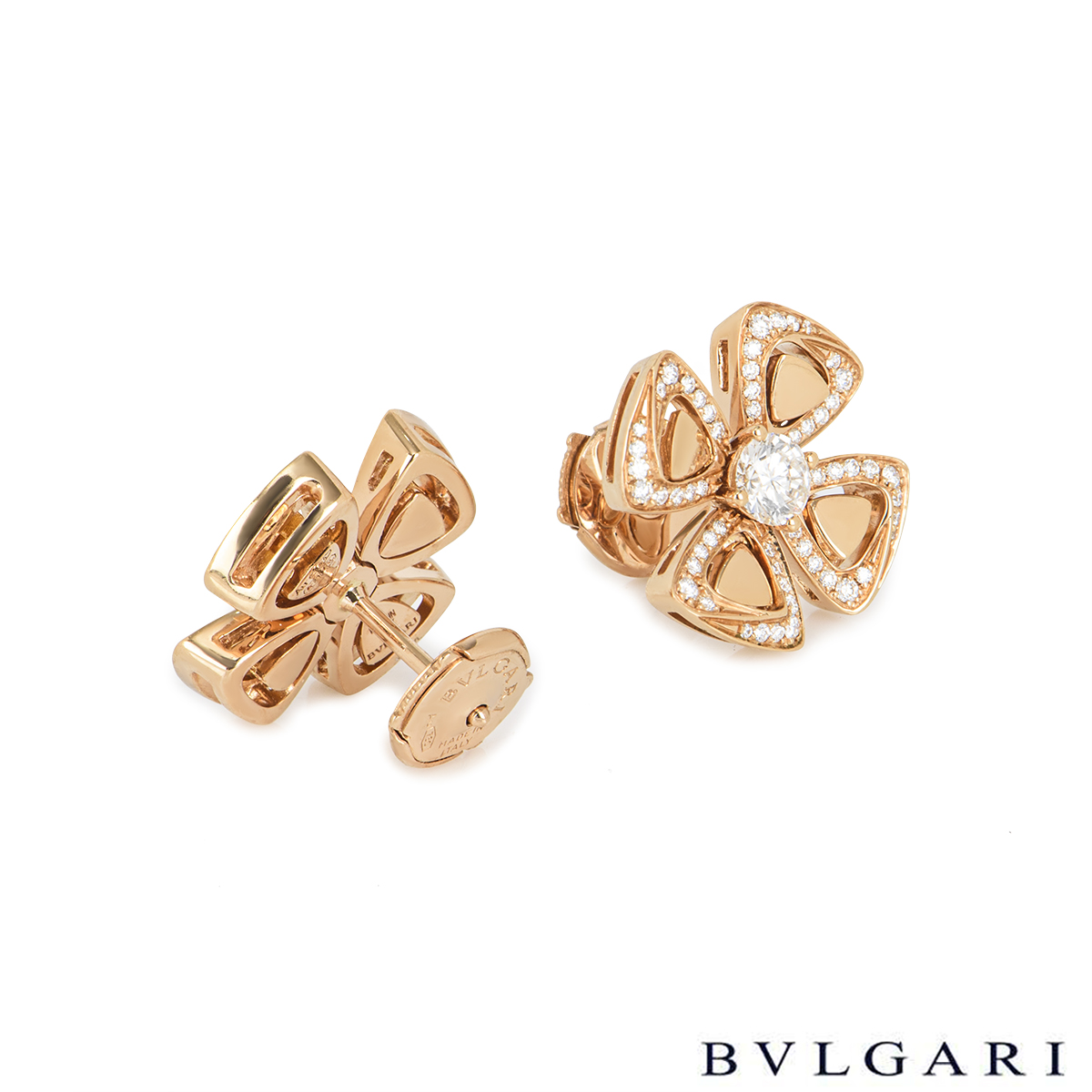 Bvlgari Rose Gold Diamond Fiorever Earrings 356280 | Rich Diamonds